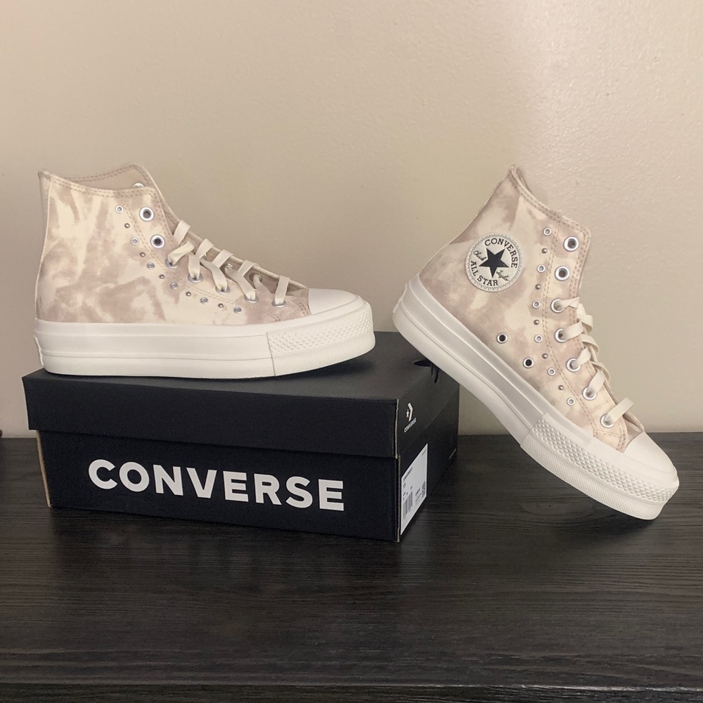 Converse Women's Tie-Dye High-Top Sneakers in Cream 7.5